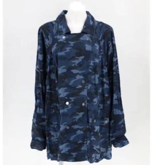 Lane Bryant Blue Camouflage Blue Jacket Size 18/20 - Picture 3 of 14
